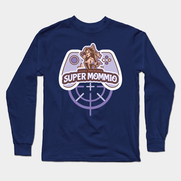 Supe Mommio Gamer Long Sleeve T-Shirt by bert englefield 